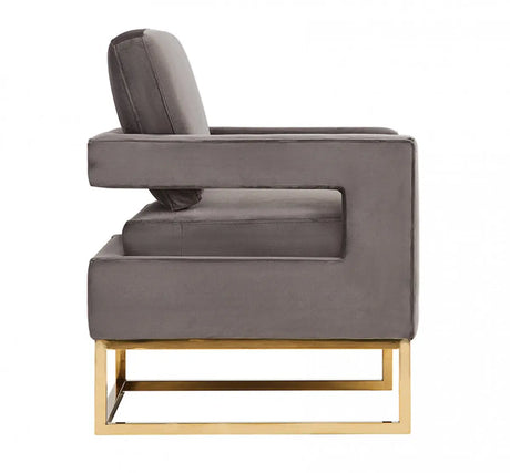 Vig Furniture - Modrest Edna Modern Grey Velvet & Gold Accent Chair - Vgrh-Rhs-Ac-201-Gry