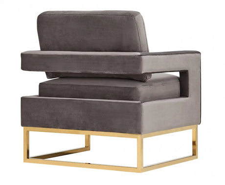 Vig Furniture - Modrest Edna Modern Grey Velvet & Gold Accent Chair - Vgrh-Rhs-Ac-201-Gry