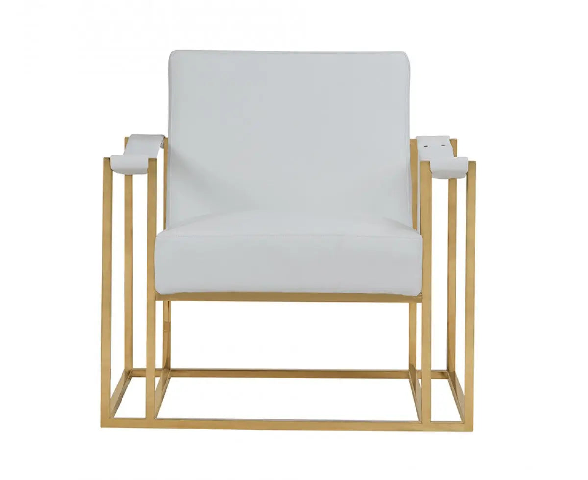 Vig Furniture - Modrest Larson Modern White Leatherette & Gold Accent Chair - Vgrh-Rhs-Ac-205-Wht