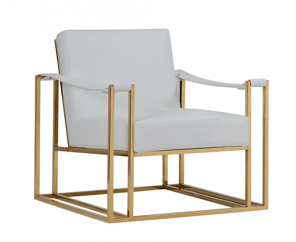 Vig Furniture - Modrest Larson Modern White Leatherette & Gold Accent Chair - Vgrh-Rhs-Ac-205-Wht