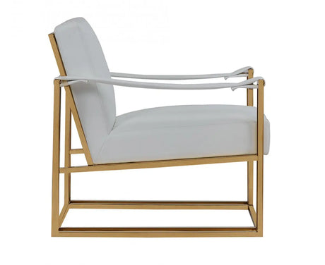Modrest Larson Modern White Leatherette & Gold Accent Chair Vgrh-Rhs-Ac-205-Wht