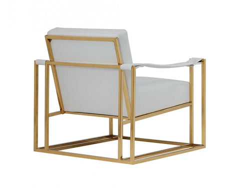 Modrest Larson Modern White Leatherette & Gold Accent Chair Vgrh-Rhs-Ac-205-Wht