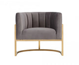 Vig Furniture - Modrest Landau Modern Grey Velvet & Gold Accent Chair - Vgrh-Ac406-Gry