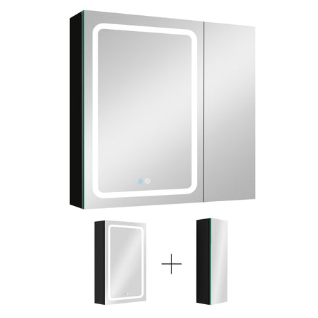 30x30 Inch LED Bathroom Medicine Cabinet with Mirror Defogging Dimmer Black - W995S00049 - image - 6