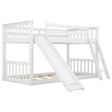 Twin over Twin Bunk Bed with Convertible Slide and Ladder, White - Home Elegance USA