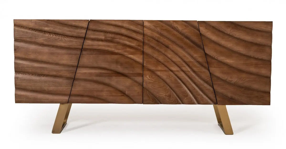 Vig Furniture - Modrest Finley Modern Walnut & Gold Buffet - Vgcssb-16050-Gld