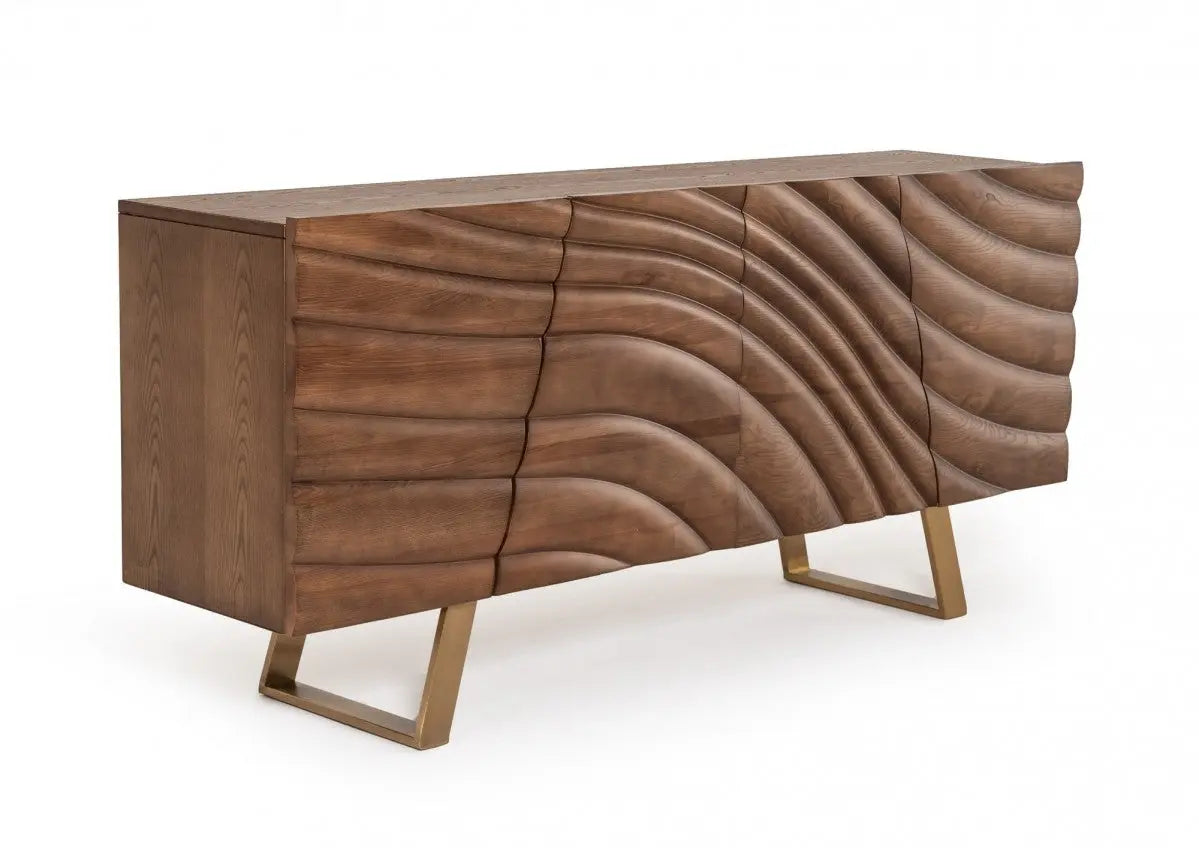 Vig Furniture - Modrest Finley Modern Walnut & Gold Buffet - Vgcssb-16050-Gld
