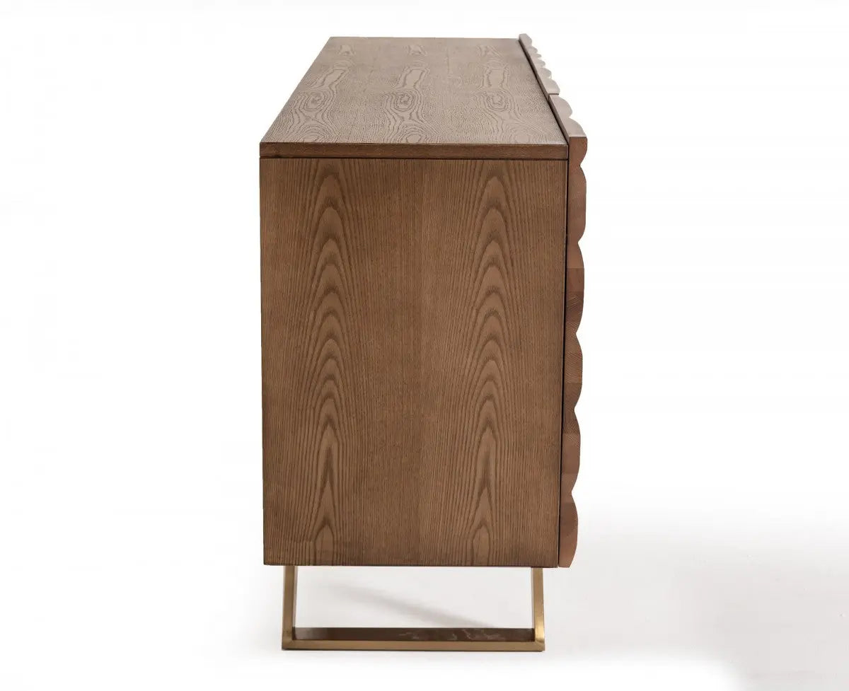 Vig Furniture - Modrest Finley Modern Walnut & Gold Buffet - Vgcssb-16050-Gld