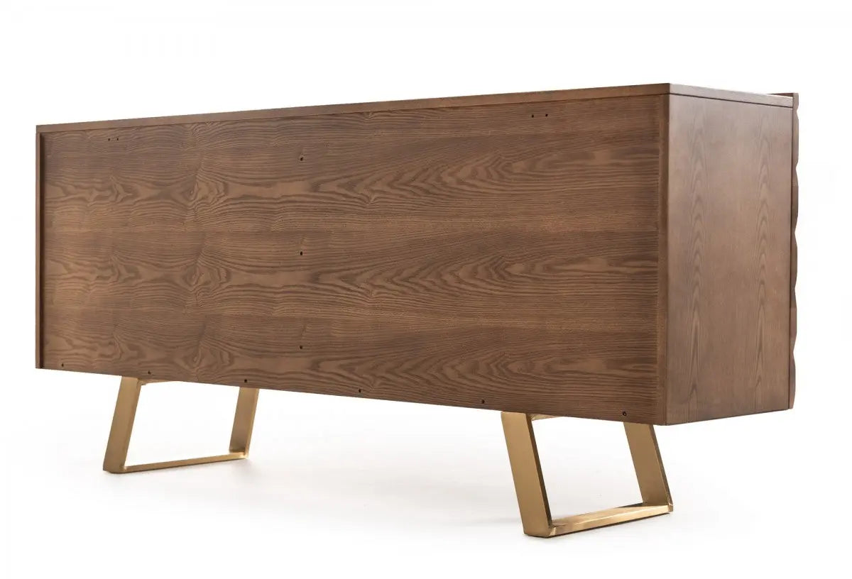 Vig Furniture - Modrest Finley Modern Walnut & Gold Buffet - Vgcssb-16050-Gld