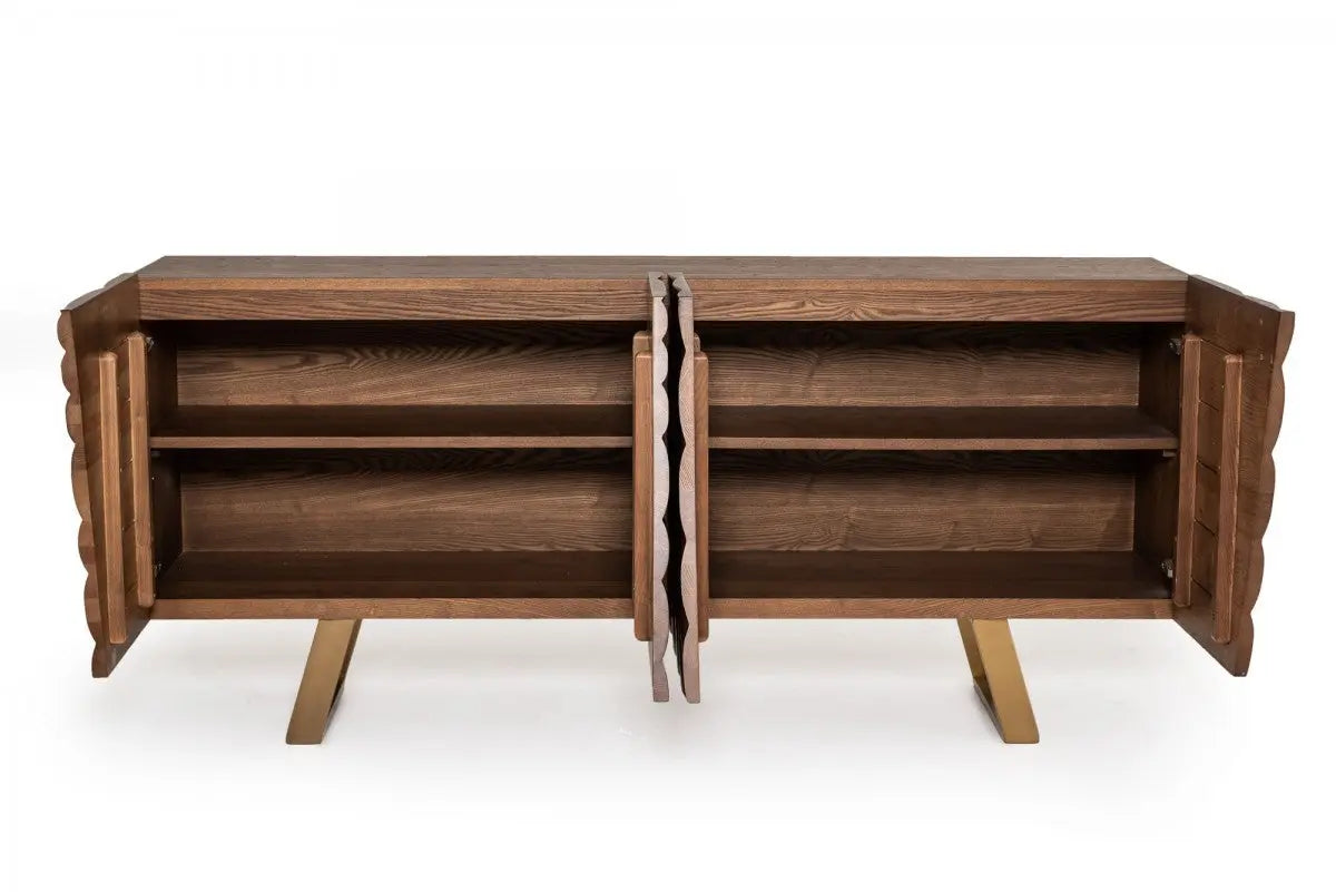 Vig Furniture - Modrest Finley Modern Walnut & Gold Buffet - Vgcssb-16050-Gld