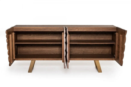 Modrest Finley Modern Walnut & Gold Buffet Vgcssb-16050-Gld