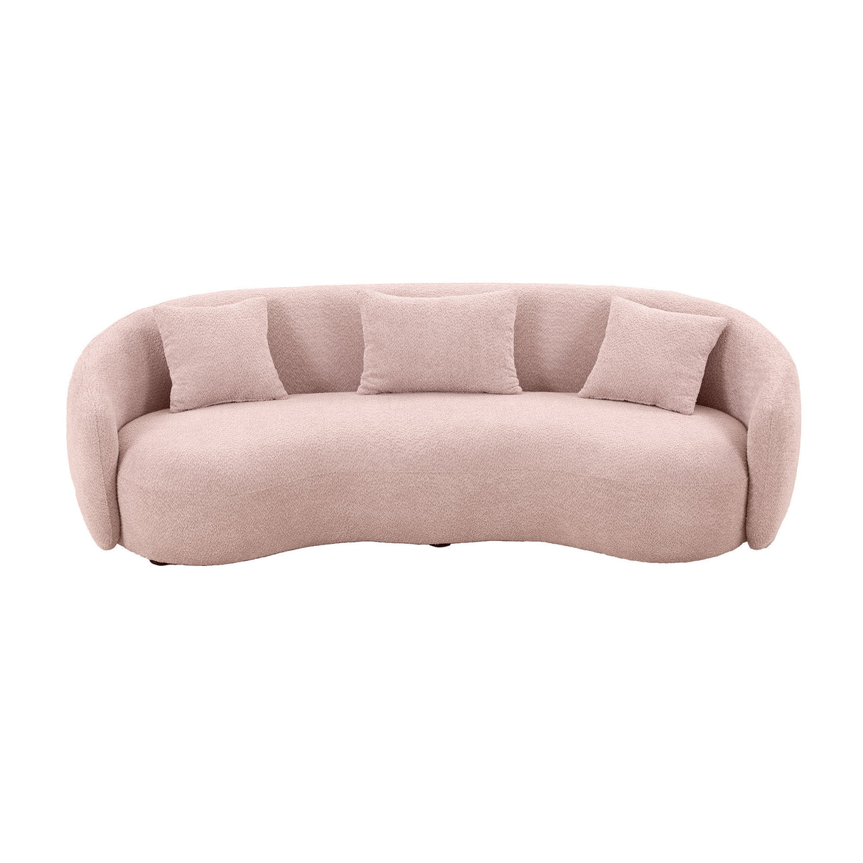 93.6'' Mid Century Modern Curved Living Room Sofa, 4 - Seat Boucle Fabric Couch for Bedroom, Office, Apartment,Pink | Home Elegance USA