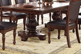 Majestic Royal Dining Room Table w Leaf 2x Arm Chairs And 6x Side Chairs Brown 9pc Set Rubberwood Dining Table Double Pedestal Base Rectangle Table - Home Elegance USA