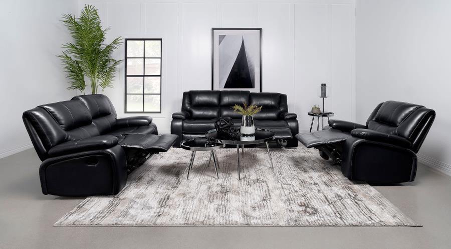 3 Piece Reclining Living Room Set - Black - Home Elegance USA