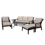 7 Piece Sofa Seating Group with Taupe Cushions, Liberty Bronze
