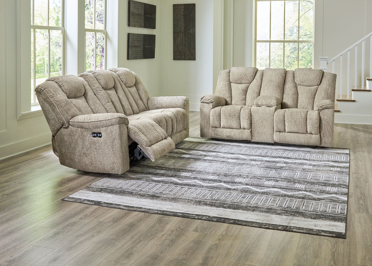 Hindmarsh - Stone - 2 Pc. - Power Reclining Sofa, Power Reclining Loveseat - Home Elegance USA