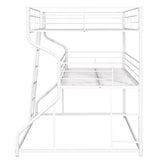 Full XL over Twin XL over Queen Size Triple Bunk Bed with Long and Short Ladder,White - Home Elegance USA