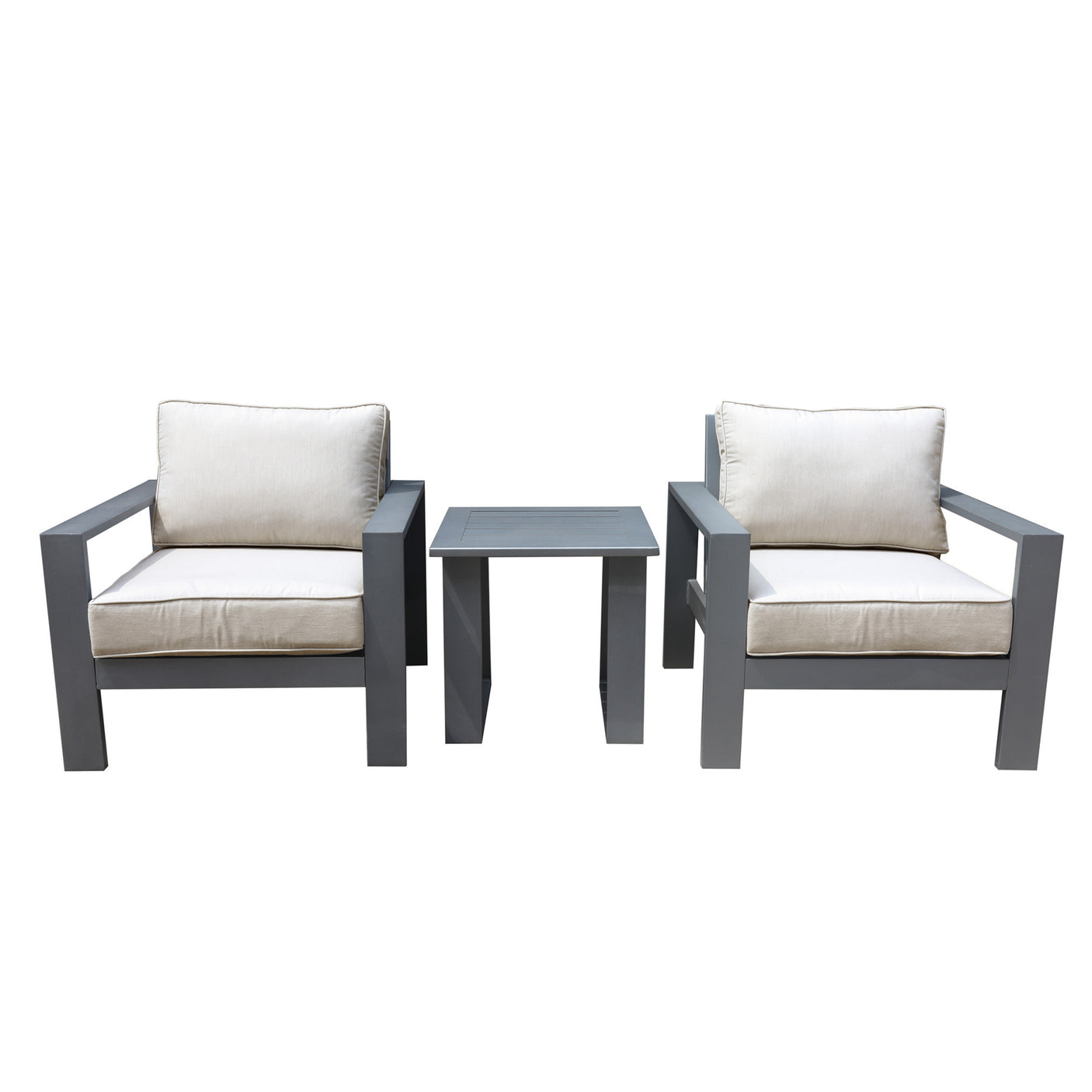 3 Piece Seating Group with Cushions, Powdered Pewter