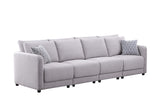 Penelope Light Gray Linen Fabric 4-Seater Sofa with Pillows - Home Elegance USA