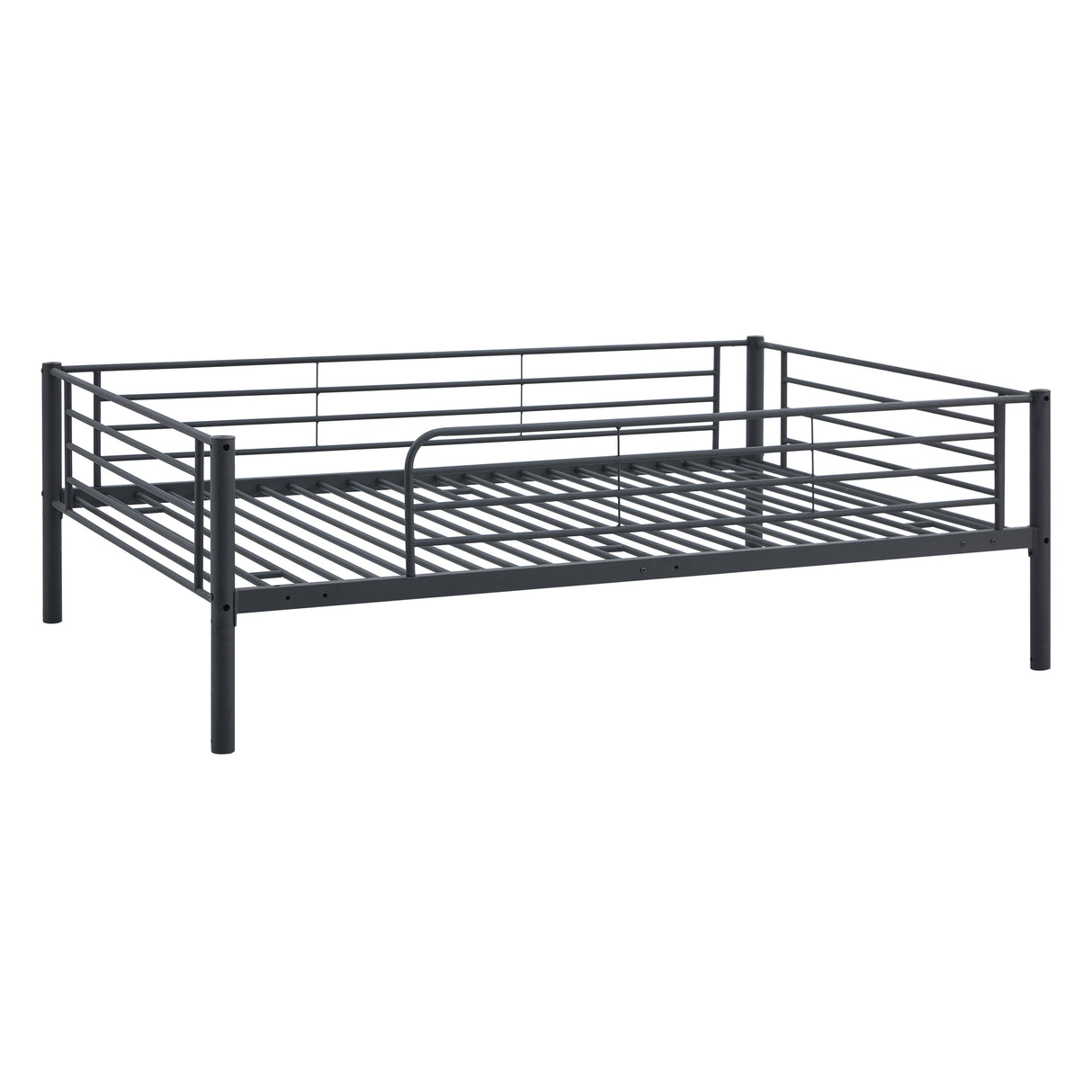 Full-Full-Full Metal  Triple Bed  with Built-in Ladder, Divided into Three Separate Beds,Black - Home Elegance USA