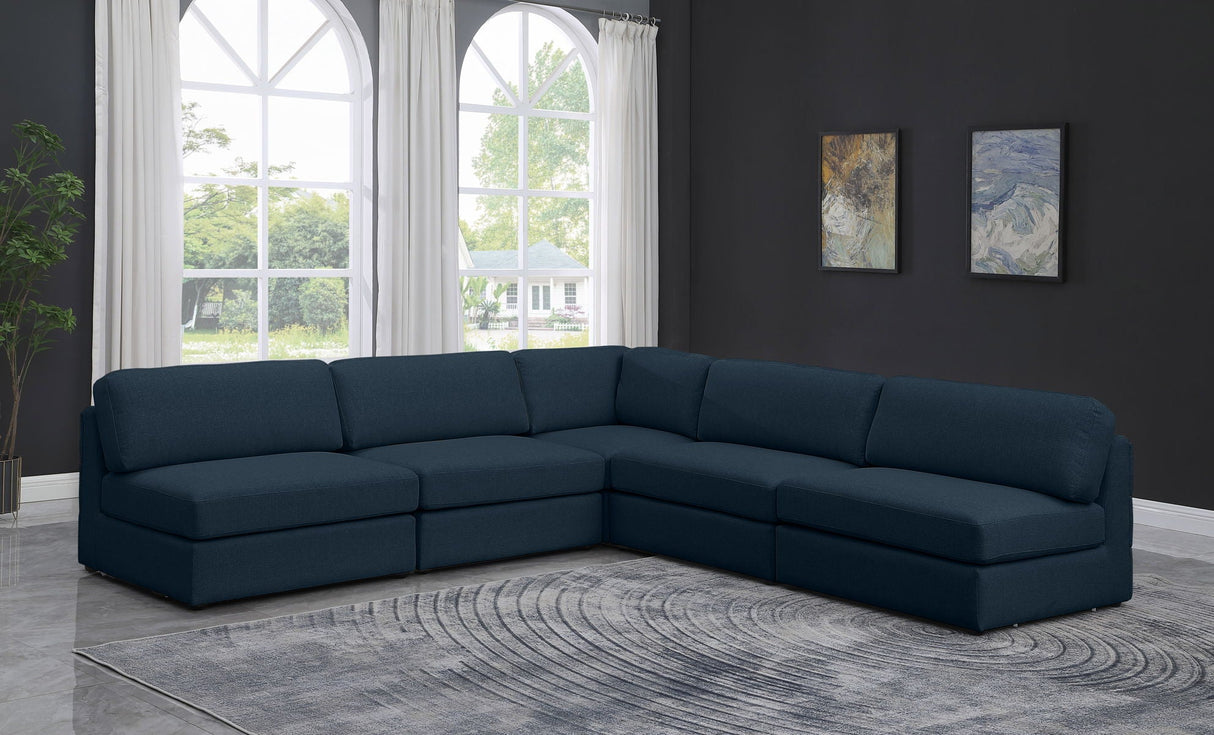 Beckham - Modular Sectional 5 Piece - Navy - Fabric - Modern & Contemporary - Home Elegance USA