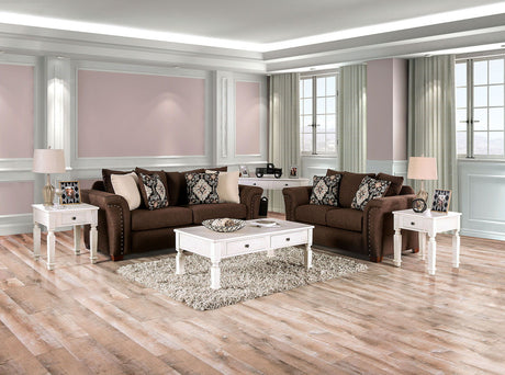 Belsize - Sofa & Loveseat - Chocolate / Tan - Home Elegance USA