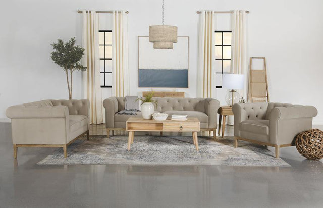 Sandrine - 3 Piece Set (Sofa, Loveseat, Chair) - Beige - Home Elegance USA