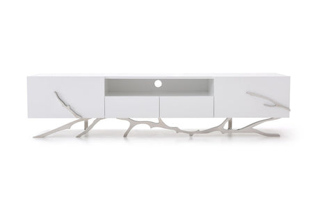 Vig Furniture Modrest Legend - 87"-Wide Modern White TV Stand