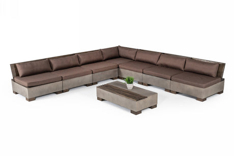 Vig Furniture Modrest Delaware - Modern Concrete Modular Sectional Sofa Set with Rectangular Coffee Table