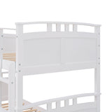 Twin-Over-Twin Bunk Bed with Twin size Trundle , Separable Bunk Bed for Bedroom - White - Home Elegance USA