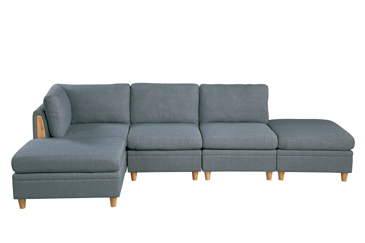 Living Room Furniture Armless Chair Steel Color Dorris Fabric 1pc Cushion Armless Chair Wooden Deco - Home Elegance USA