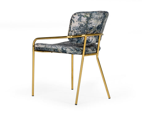 Vig Furniture Modrest Farnon - Modern Patterned Velvet and Gold Dining Chair