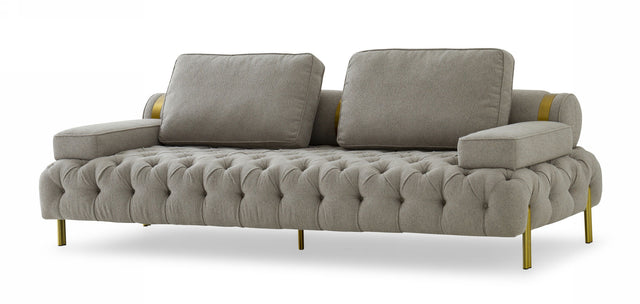 Divani Casa Ladera - Glam Grey and Gold Fabric Sofa | Home Elegance USA