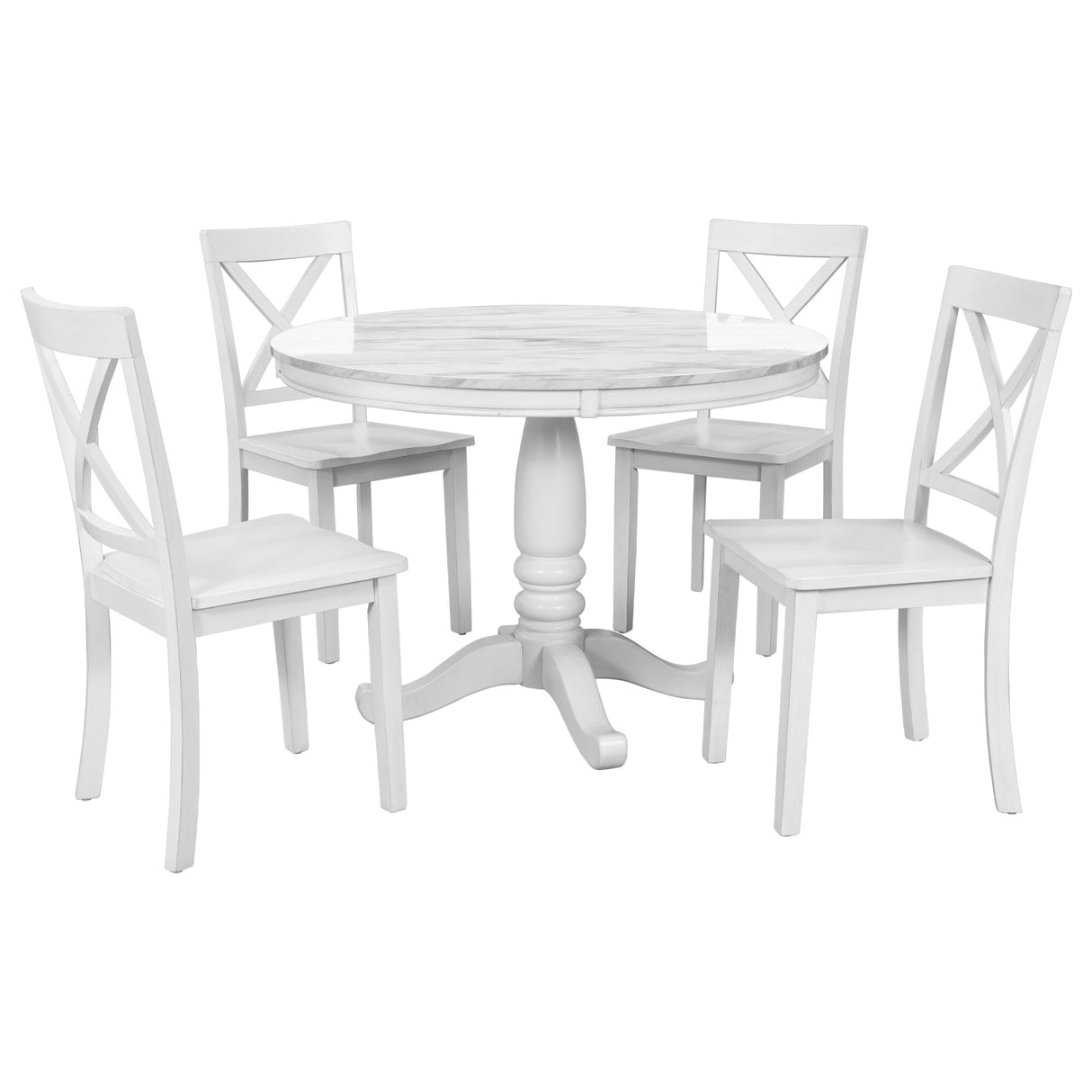 Orisfur. 5 Pieces Dining Table and Chairs Set for 4 Persons, Kitchen Room Solid Wood Table with 4 Chairs - Home Elegance USA