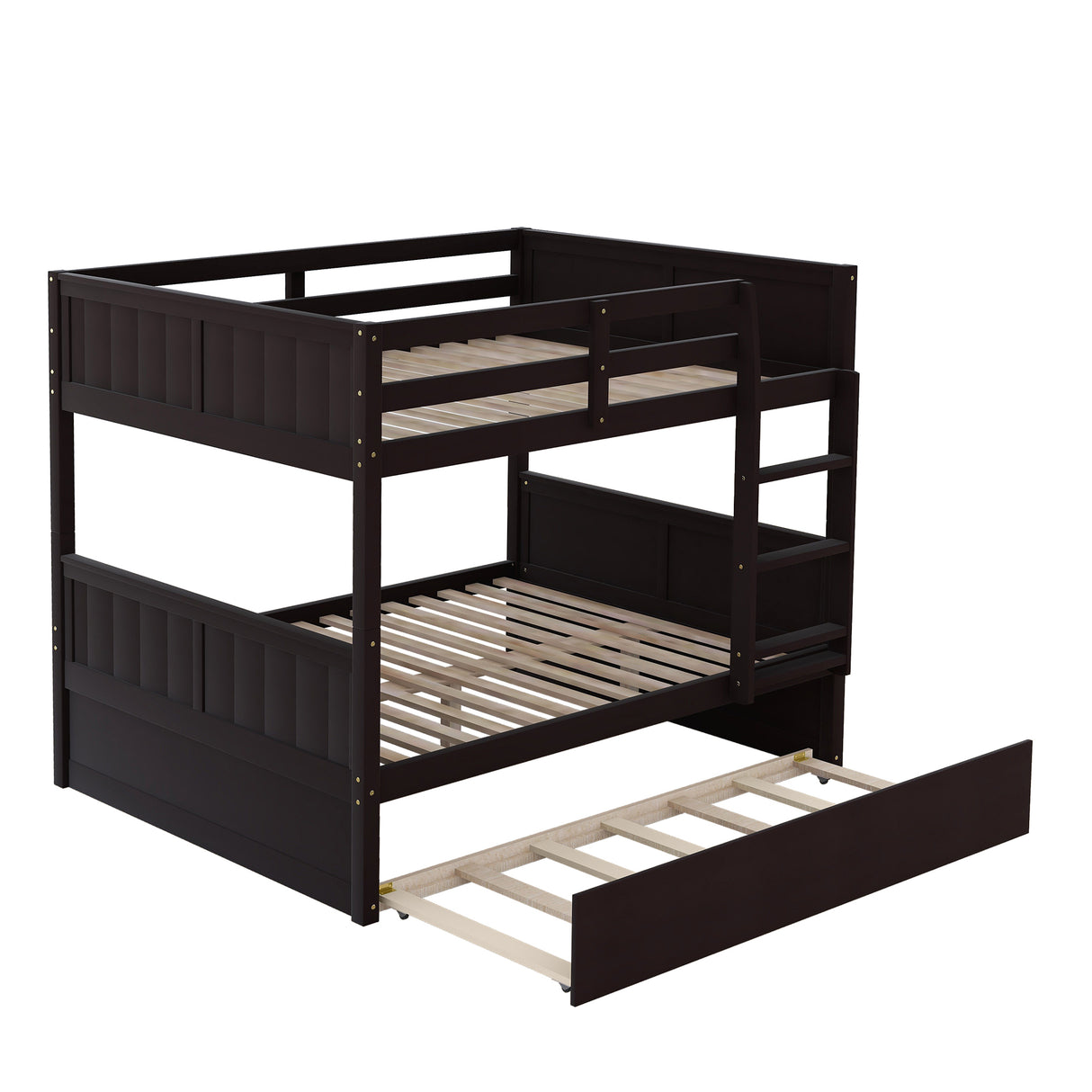 Full Over Full Bunk Bed with Twin Size Trundle, Espresso (old sku: LP000250AAP ) - Home Elegance USA