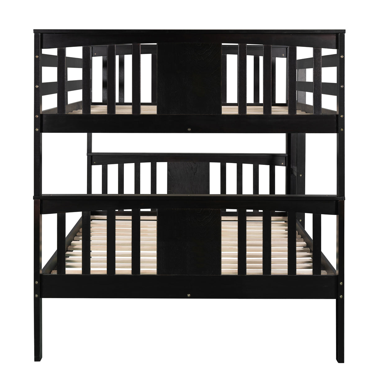 Full over Full Bunk Bed with Ladder for Bedroom, Guest Room Furniture-Espresso(OLD SKU :LP000203AAP) - Home Elegance USA