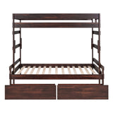 Twin over Full Wood Bunk Bed with 2 Drawers, Espresso - Home Elegance USA