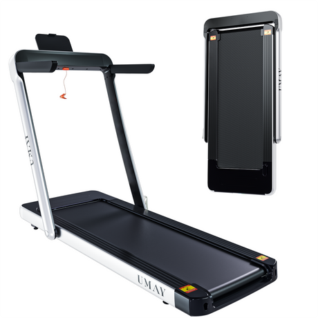 UMAY Folding Treadmill for Home with 4 inch LCD Display, 2.0 HP Motorized Running Machine with SPAX APP Control Bluetooth Speaker & phone Holder, Capacity 220 LBS(Note: Forbidden to sell on Amazon)