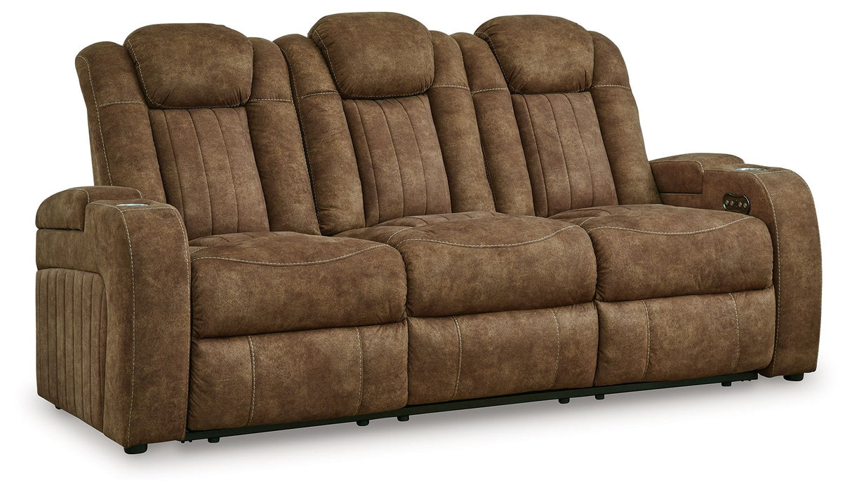 Wolfridge - Brindle - 2 Pc. - Power Reclining Sofa, Power Reclining Loveseat With Console - Home Elegance USA