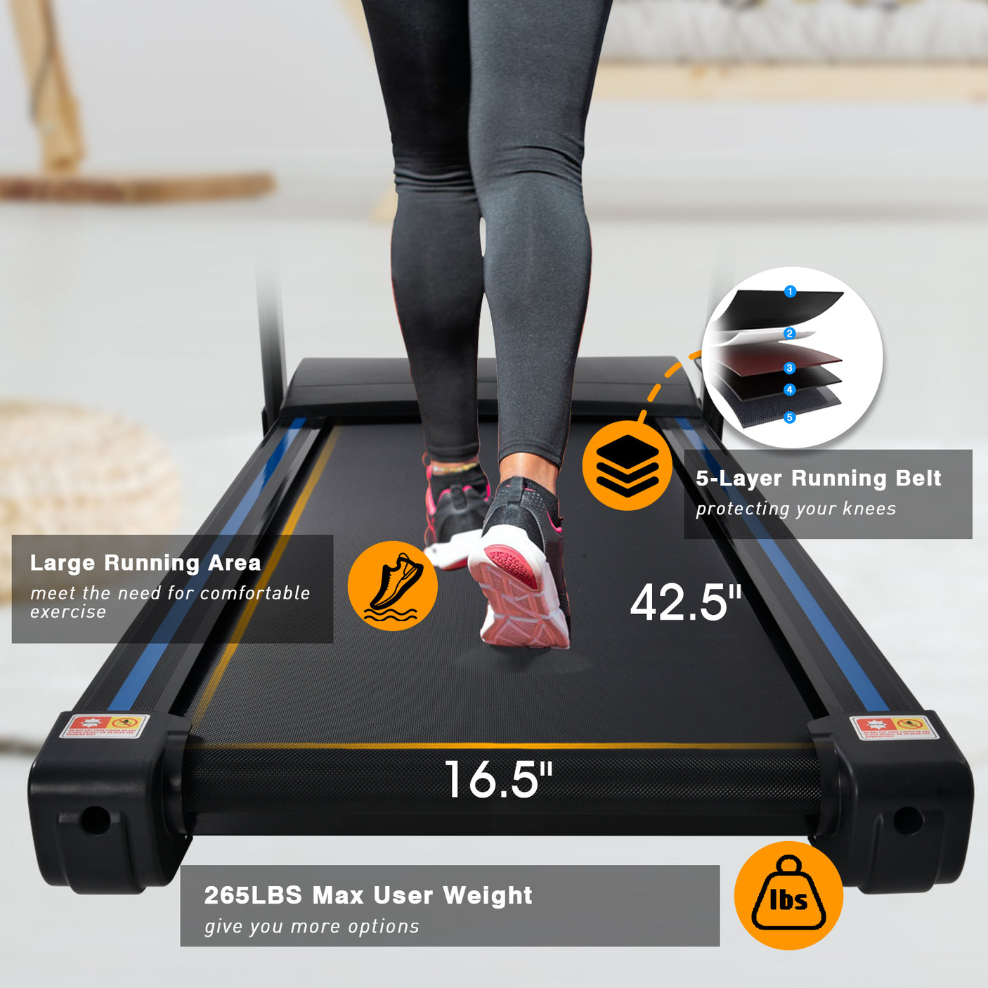 Treadmills for Home, Electric Treadmill with 15% Automatic Incline, Foldable 3.25HP Workout Running Machine Walking, Double Running Board Shock Absorption Pulse Sensor Bluetooth Speaker APP FITSHOW.