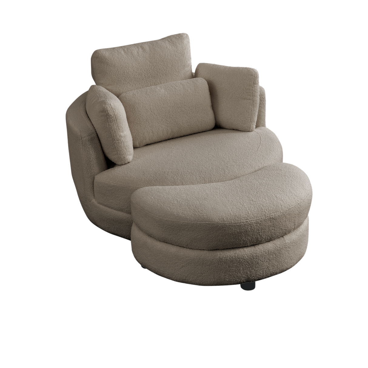 39"W Oversized Swivel Chair with moon storage ottoman for Living Room, Modern Accent Round Loveseat Circle Swivel Barrel Chairs for Bedroom Cuddle Sofa Chair Lounger Armchair, 4 Pillows, Teddy Fabric Home Elegance USA