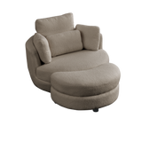 39"W Oversized Swivel Chair with moon storage ottoman for Living Room, Modern Accent Round Loveseat Circle Swivel Barrel Chairs for Bedroom Cuddle Sofa Chair Lounger Armchair, 4 Pillows, Teddy Fabric Home Elegance USA