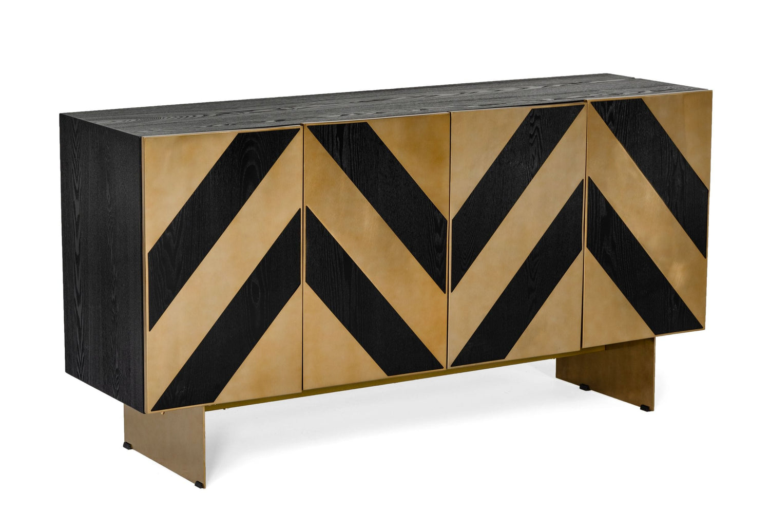 Vig Furniture Modrest Perret - Glam Black Ash & Brushed Brass Modern Buffet