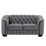 64" Velvet Upholstered Loveseat Sofa,Modern Loveseat Sofa with Thick Removable Seat Cushion,2 - Person Loveseat Sofa Couch for Living Room,Bedroom,or Small Space,Gray | Home Elegance USA