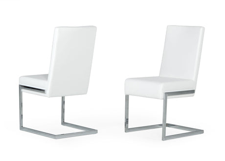 Vig Furniture Modrest Batavia - Modern White & Stainless Steel Dining Chair (Set of 2)