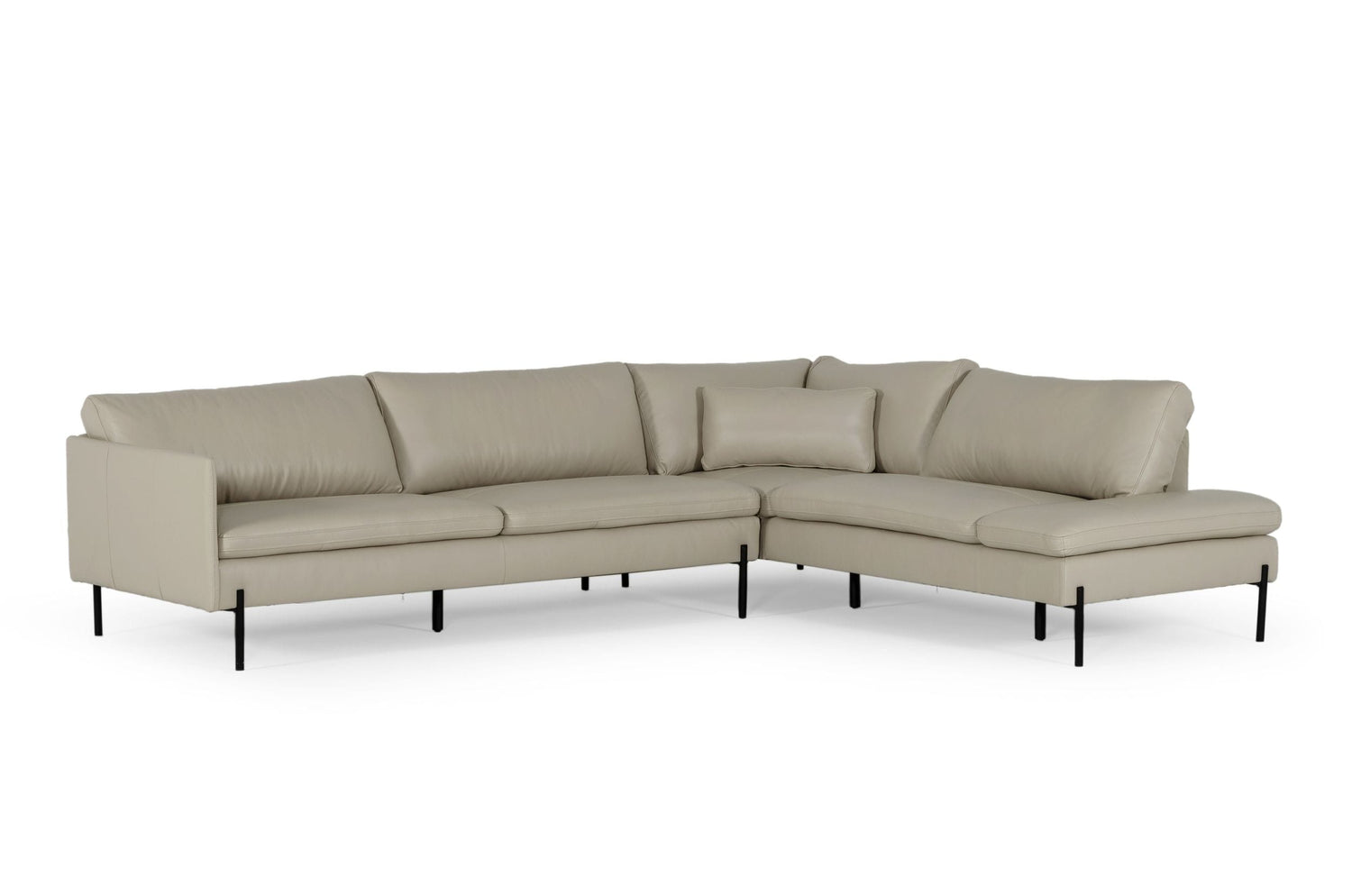 Vig Furniture Divani Casa Sherry - Modern Grey Leather Right Facing Sectional Sofa