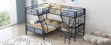 Twin over Full Bunk Bed with a Twin Size Loft Bed attached, with a Desk, Metal, Black - Home Elegance USA