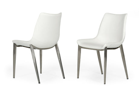 Vig Furniture Modrest Frasier - Modern White Eco-Leather Dining Chair (Set of 2)