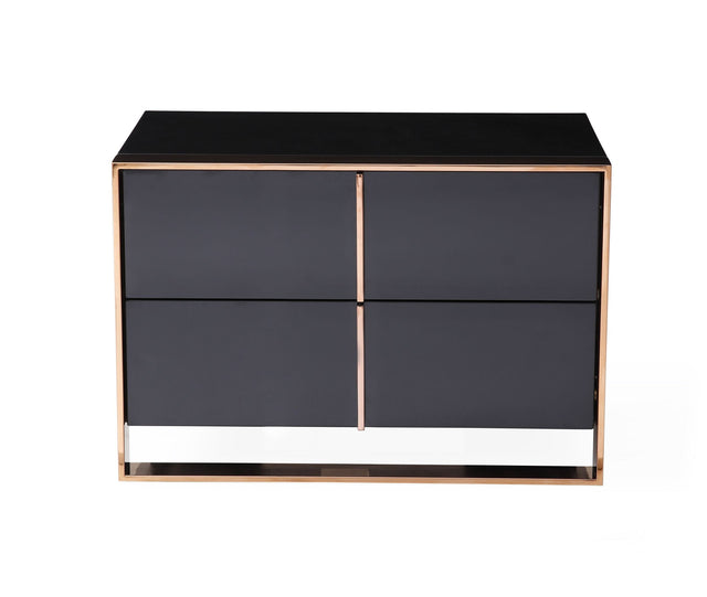 Vig Furniture Nova Domus Cartier Modern Black & Rosegold Nightstand