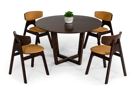 Vig Furniture Modrest Legacy - Modern Round Solid Walnut Beechwood Dining Table